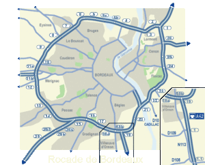 Plan de la rocade de Bordeaux.