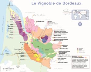 Carte viticole de la région de Bordeaux