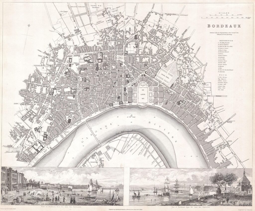 Plan de Bordeaux en 1832.