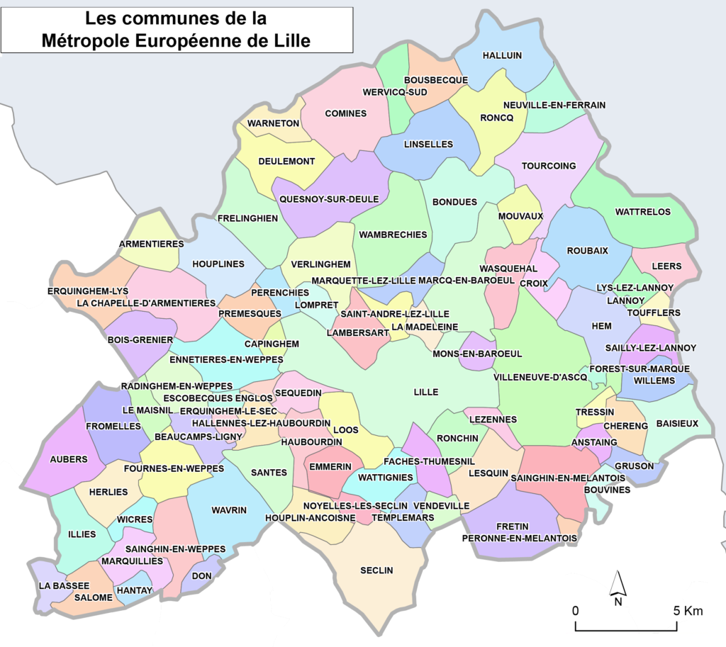 Carte de la Métropole européenne de Lille.