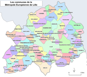 Carte de la Métropole européenne de Lille