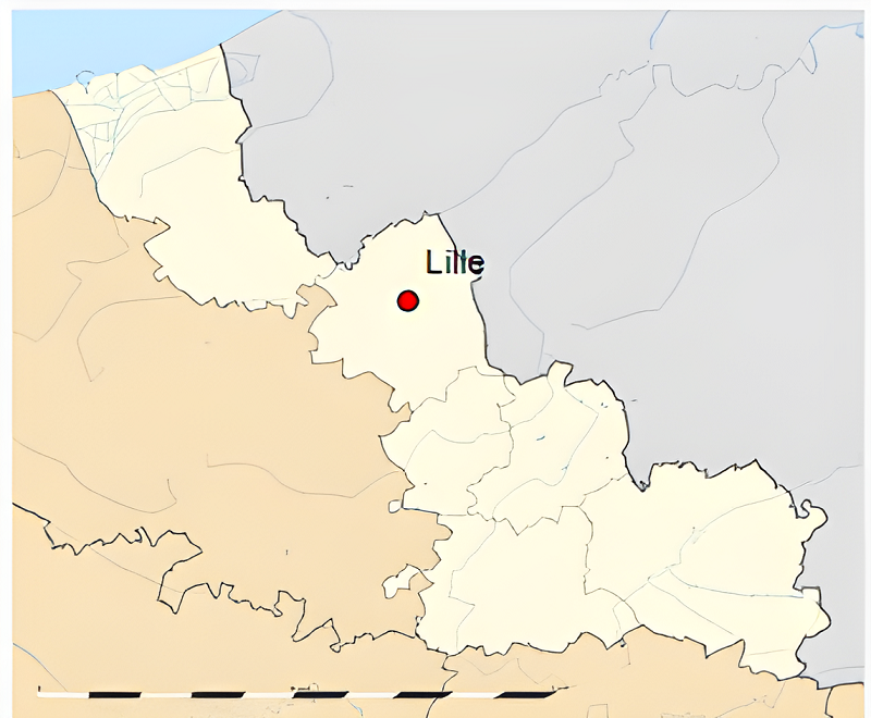 Plan de localisation de Lille dans le Nord.