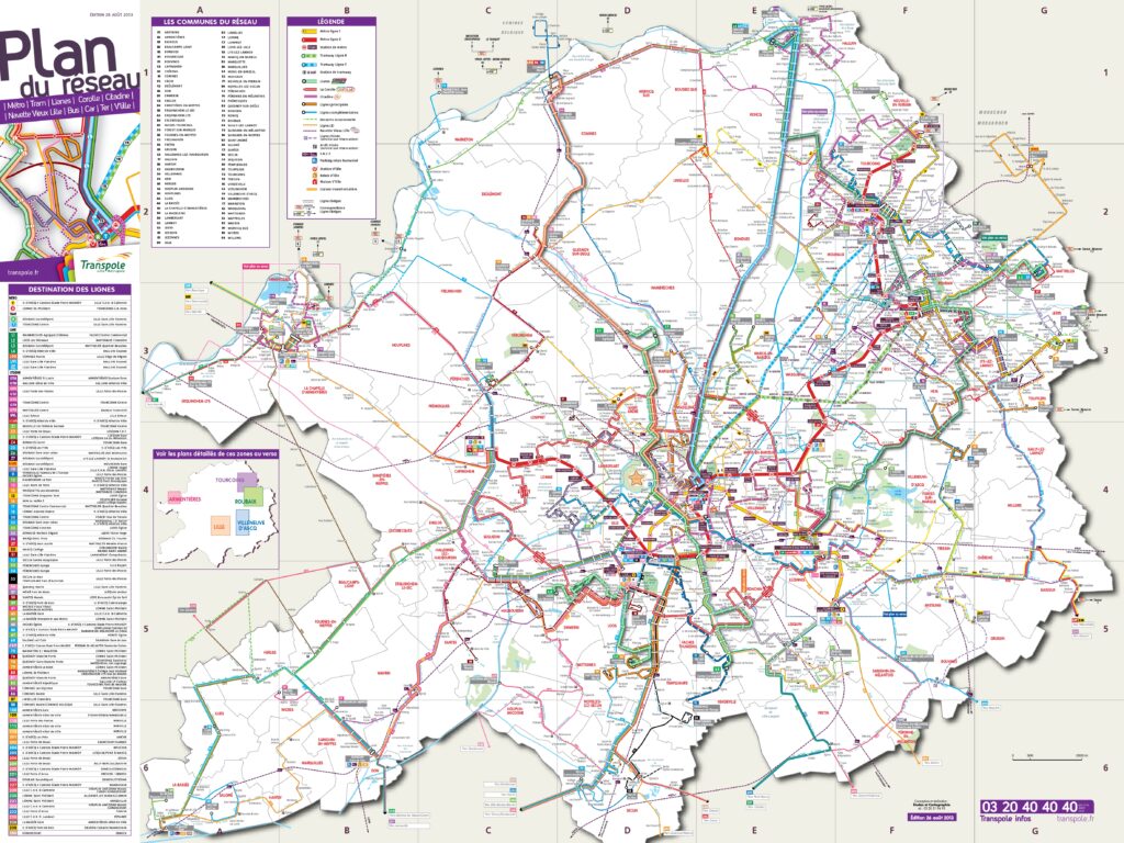 Carte des transports en commun de Lille.
