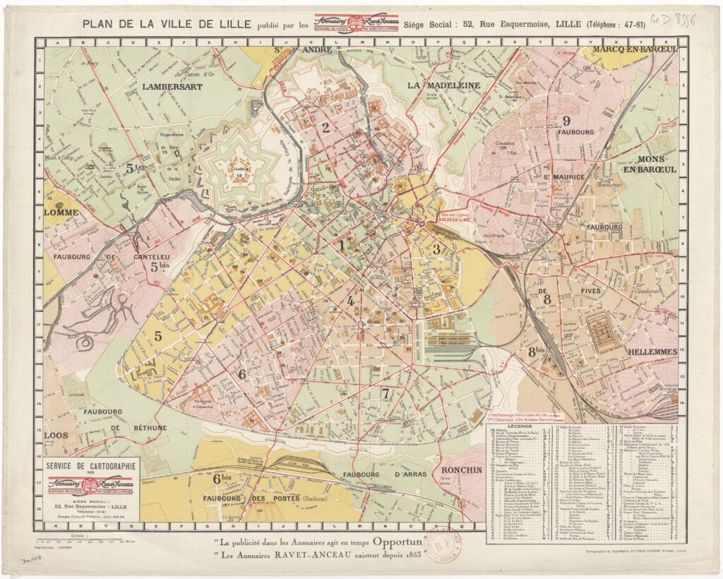 Plan de la ville de Lille 1930.