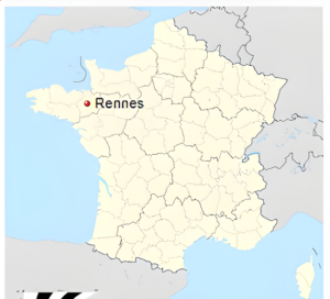 Plan de localisation de Rennes en France.