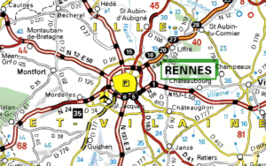 Carte routière de Rennes