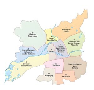 Carte des quartiers de Rennes