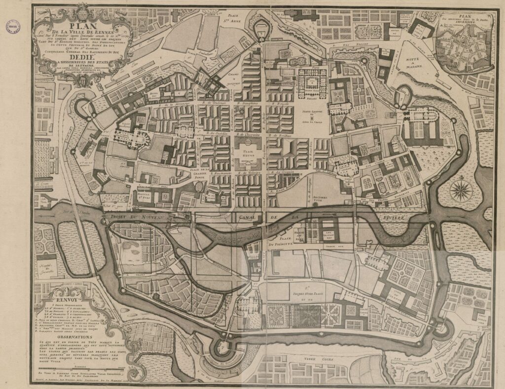 Plan de la ville de Rennes 1726.