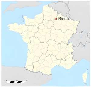 Plan de localisation de Reims en France.