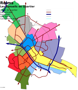 Carte des quartiers de Reims