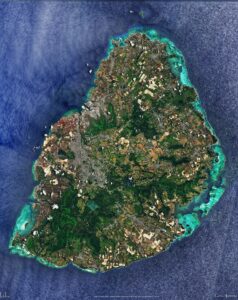 Image satellite de l'île Maurice.