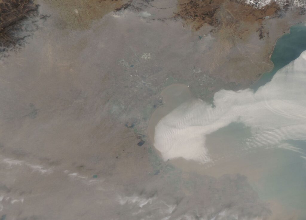 Image satellite de smog sur Pékin.