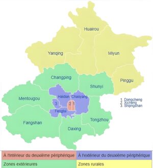 Carte des districts de Pékin