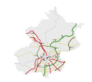 Plan du réseau d'autoroutes de Pékin.
