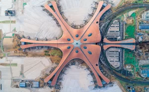 Vue du ciel de l’aéroport international de Pékin-Daxing