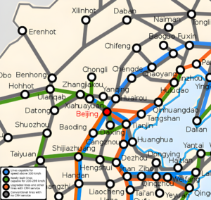 Carte des chemins de fer autour de Pékin