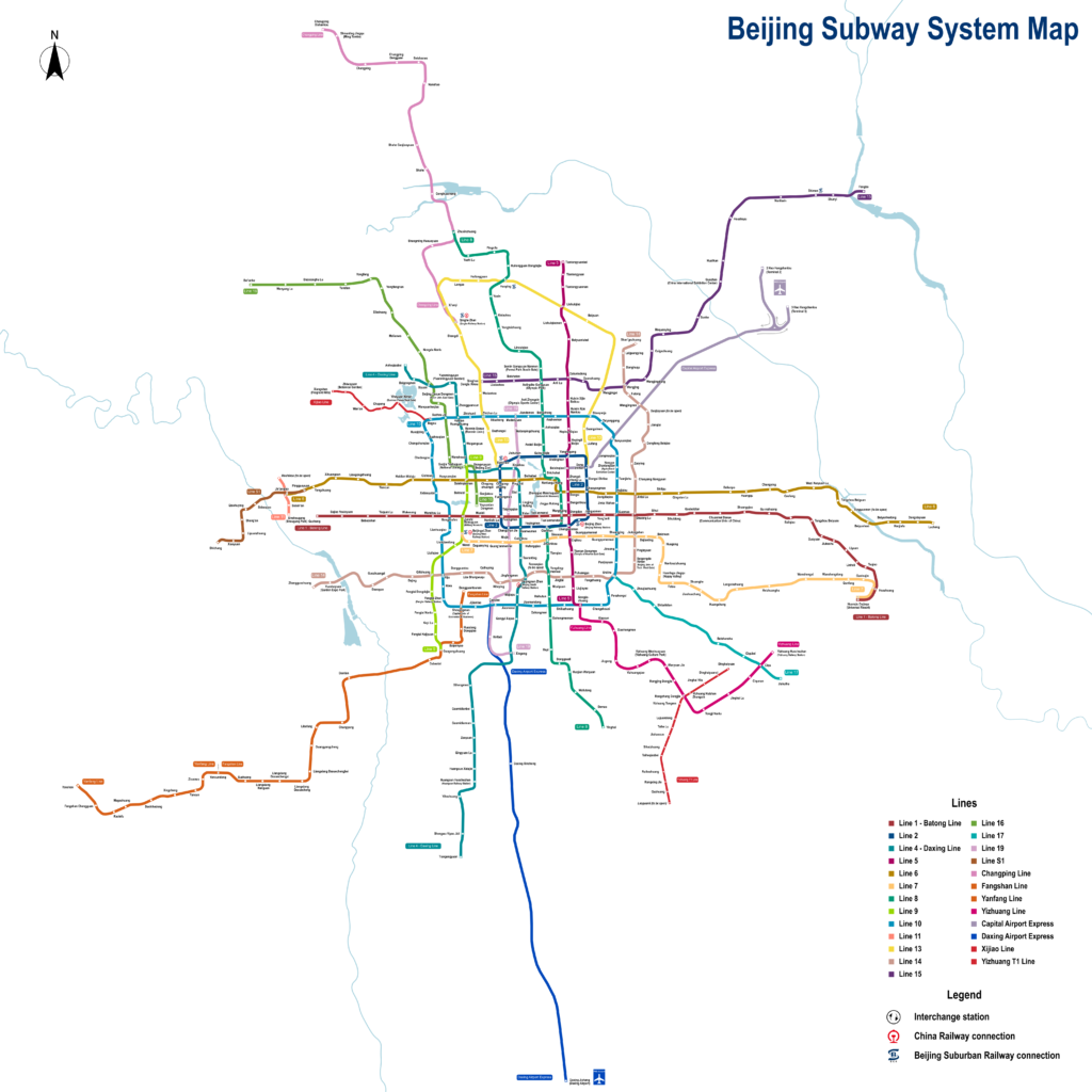 Plan du métro de Pékin.
