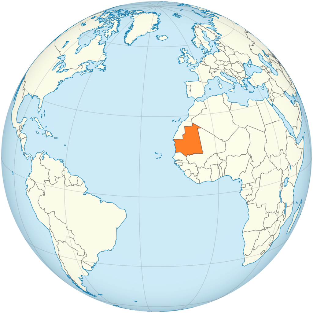Carte de localisation de la Mauritanie.