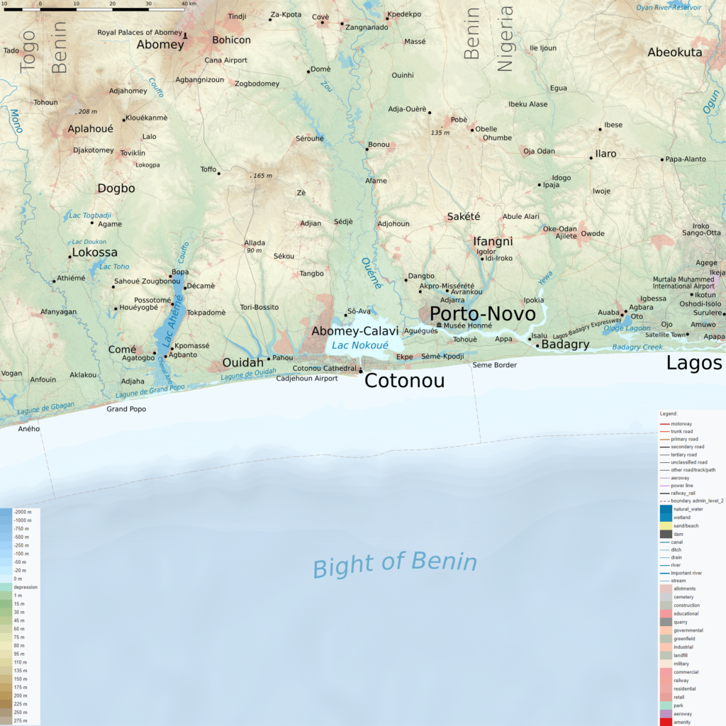 Carte régionale de Cotonou.