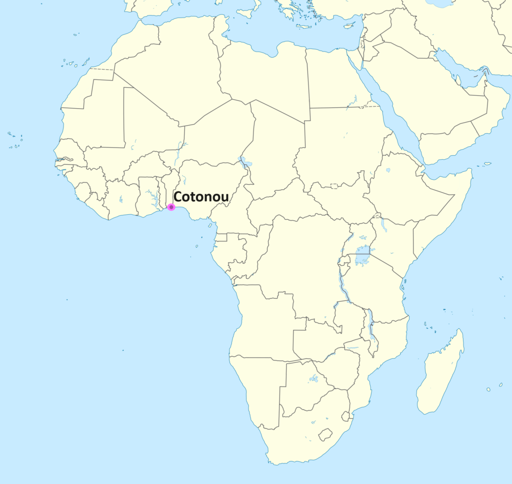 Carte de localisation de la ville de Cotonou.