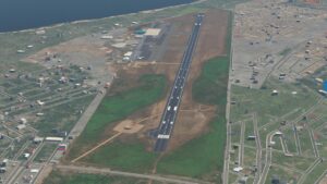 Vue aérienne de l'aéroport international de Cotonou.