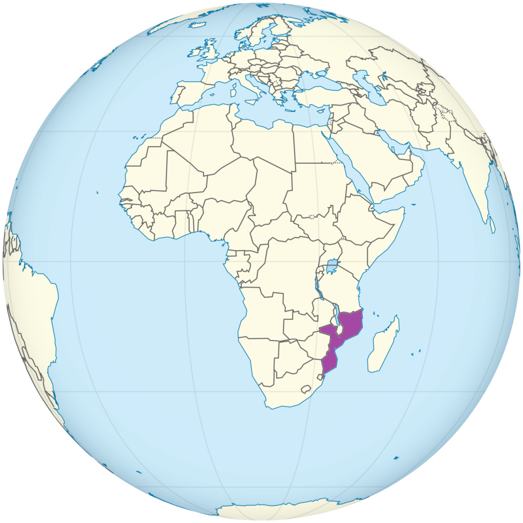 Carte de localisation du Mozambique.