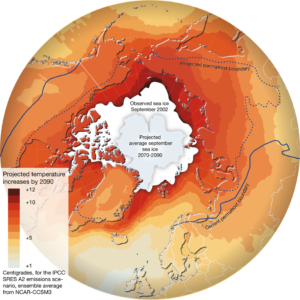 Carte des projections climatiques de l’Arctique pour 2090