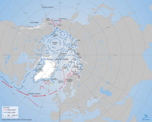 Carte des courants de l’océan Arctique