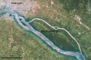 Image satellite de l'île de Mbie.