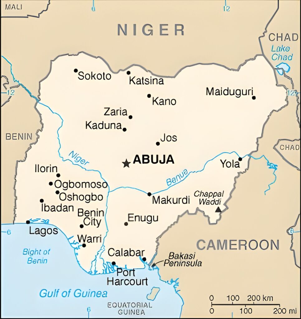 Carte des principales villes du Nigeria
