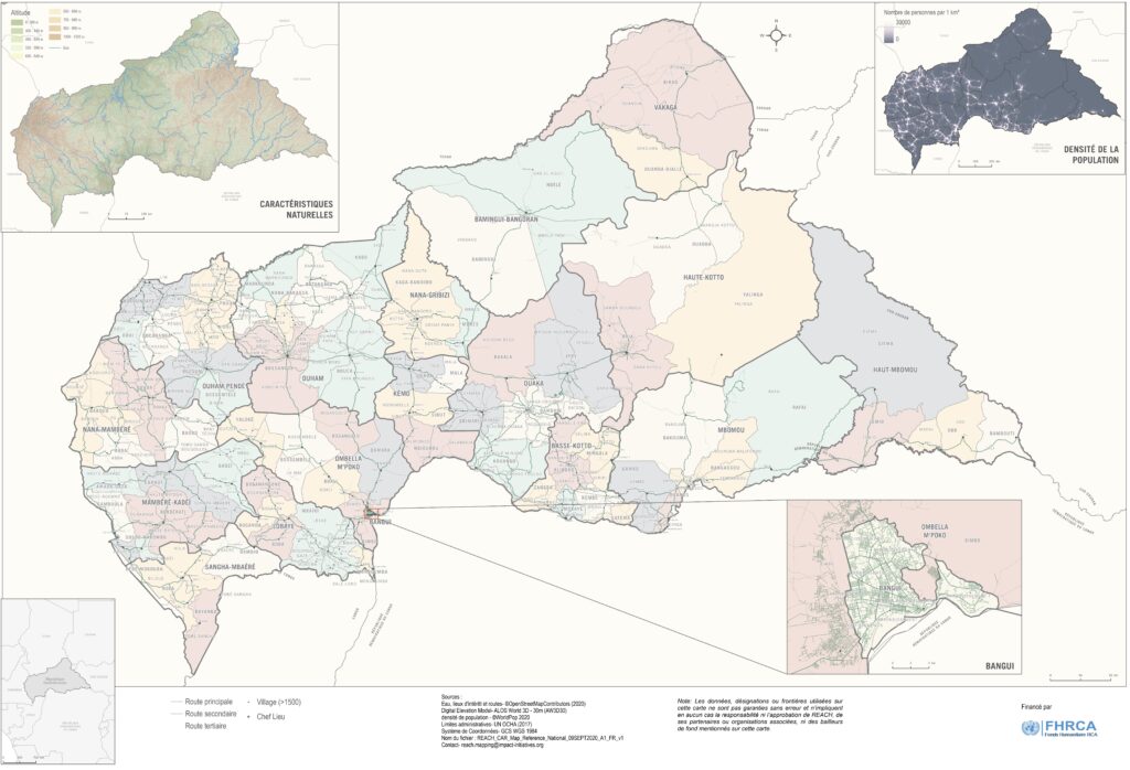 Carte de la République centrafricaine.