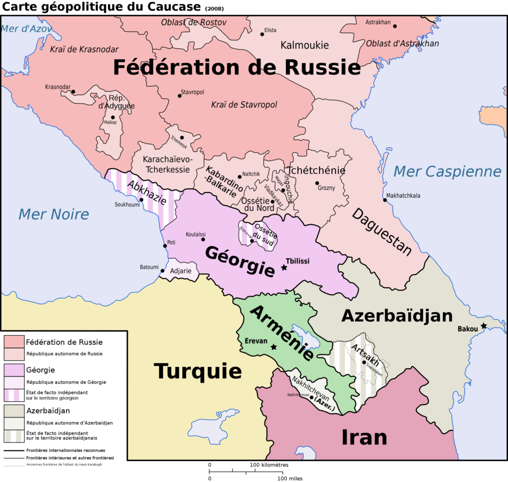 Carte politique du Caucase.