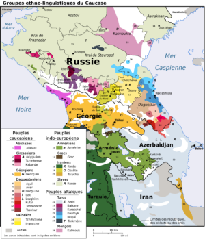 Carte des groupes ethno-linguistiques du Caucase