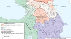 Carte politique du Caucase et de ses environs entre 1795 et 1801.