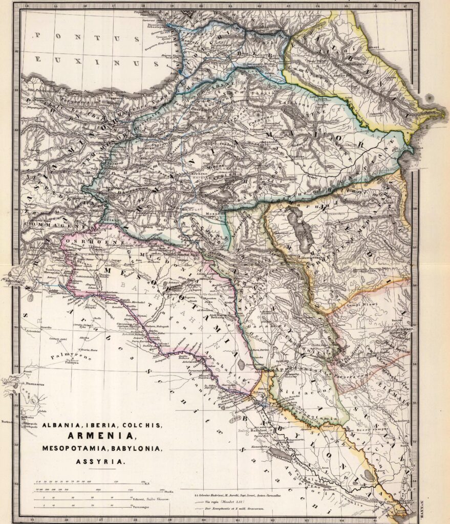 L'Arménie, la Mésopotamie, la Babylonie et l'Assyrie avec les régions adjacentes, Karl von Spruner, carte publiée en 1865.