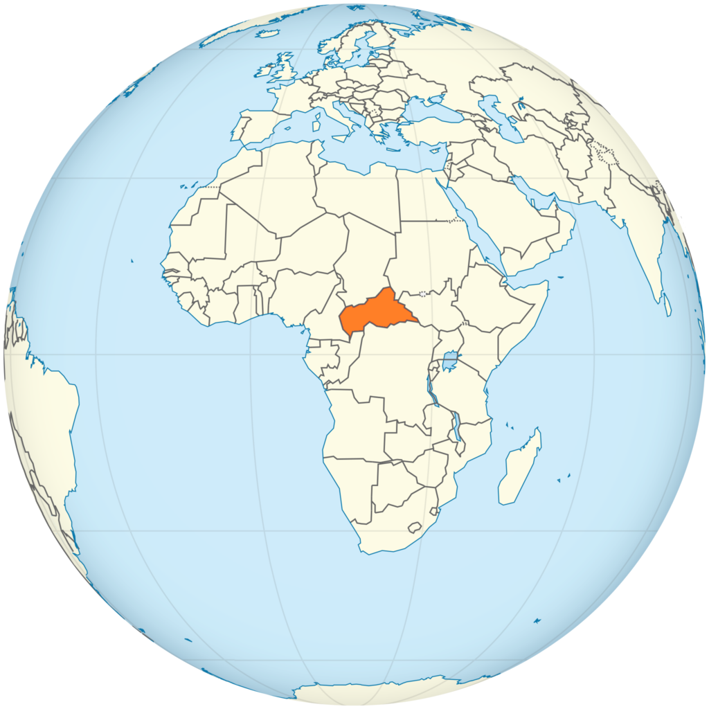 Carte de localisation de la République Centrafricaine.