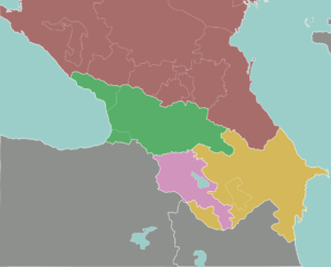 Carte vierge colorée du Caucase.