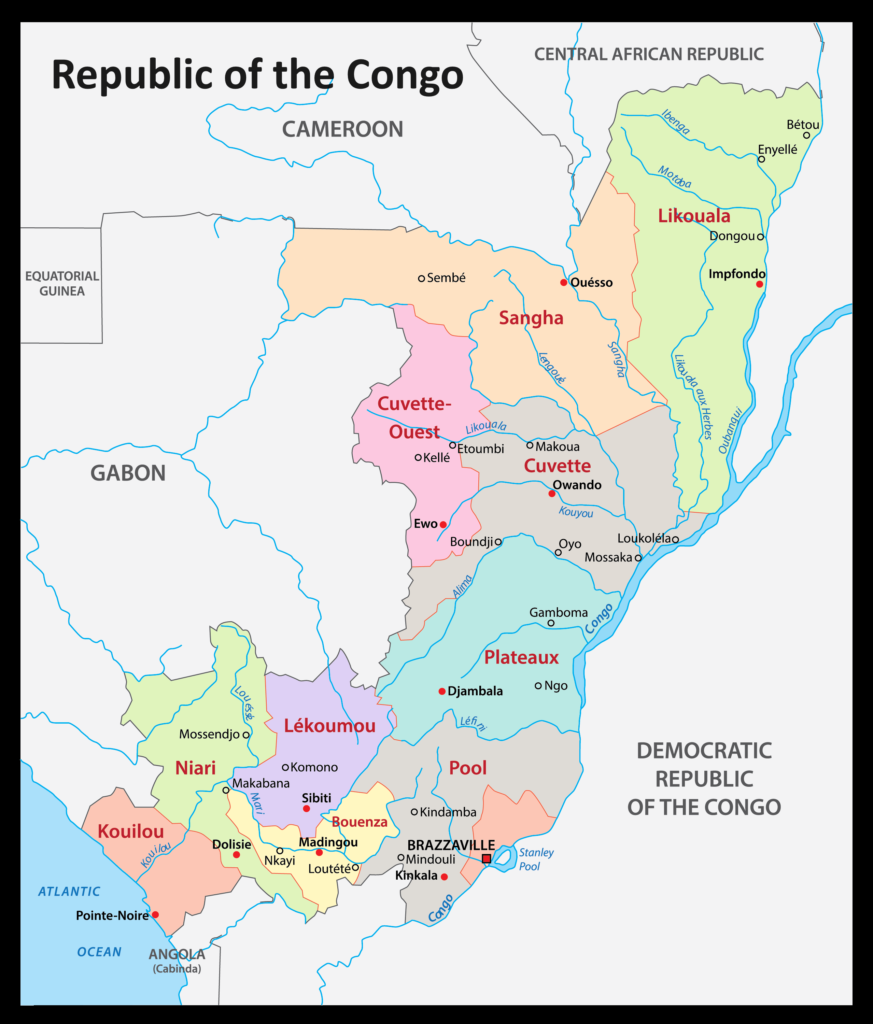 Carte de la république du Congo.