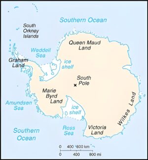 Carte de l’Antarctique montrant ses principales régions