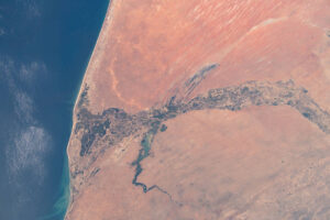 Image satellite du fleuve Sénégal d’Afrique de l’Ouest