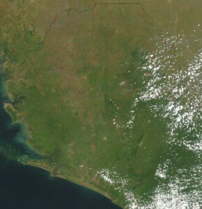 Image satellite de la Sierra Leone en février 2003.