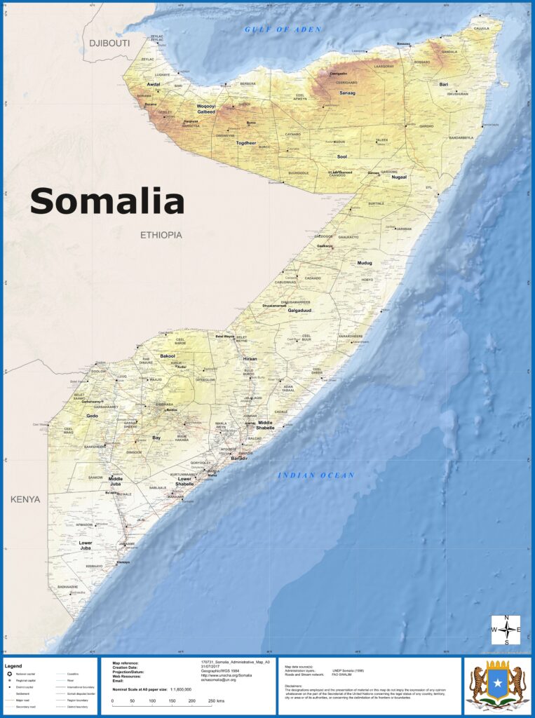 Carte de la Somalie.