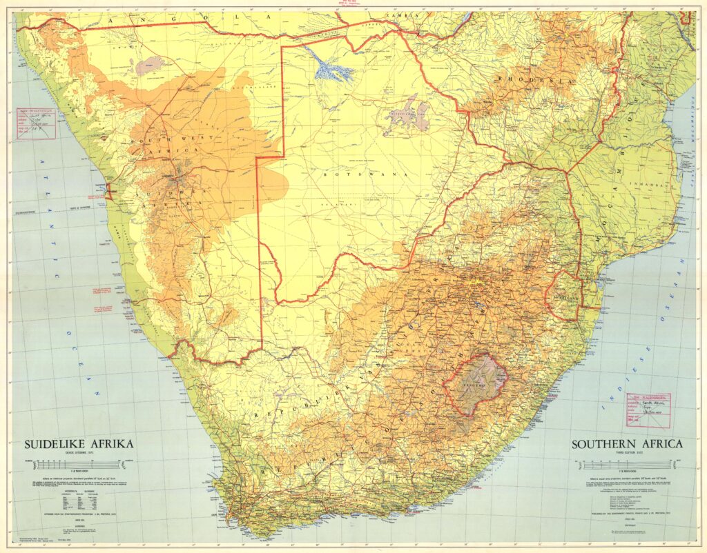 Carte de l'Afrique du Sud.