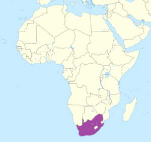 Carte de localisation de l'Afrique du Sud en Afrique.