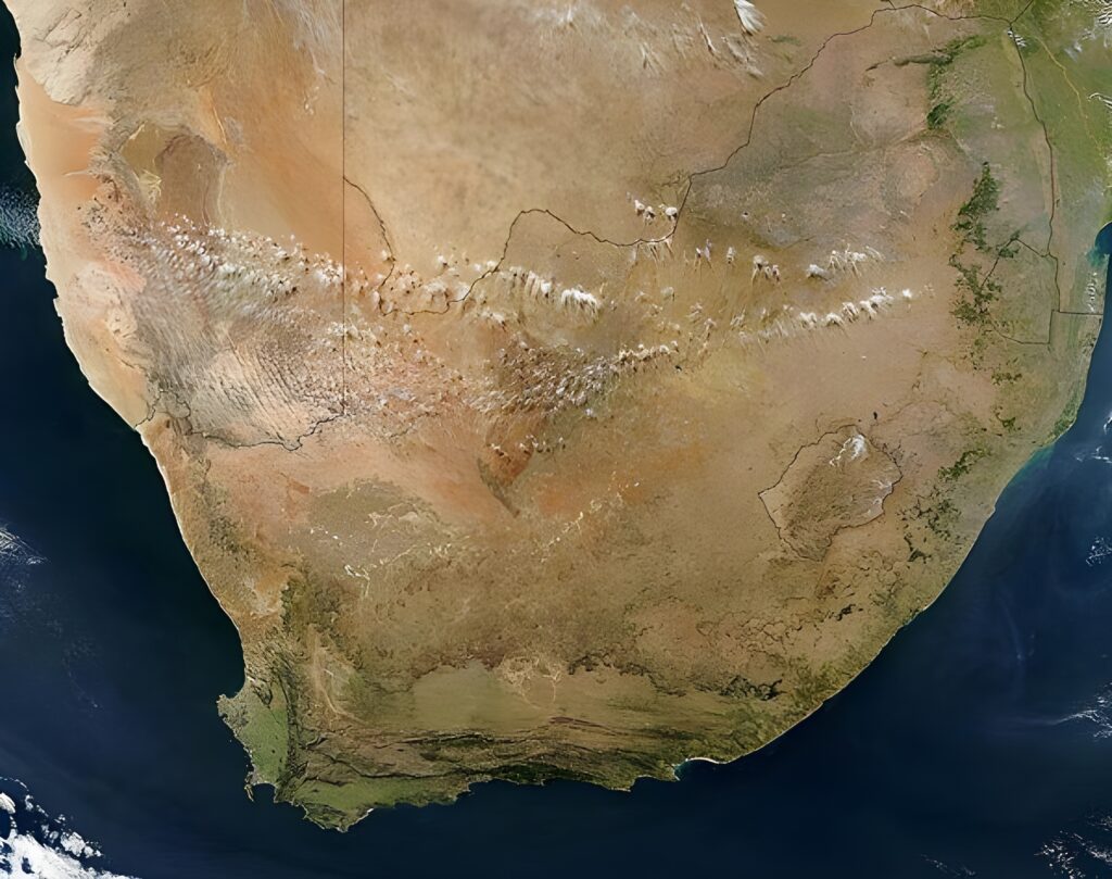 Image satellite de l'Afrique du Sud