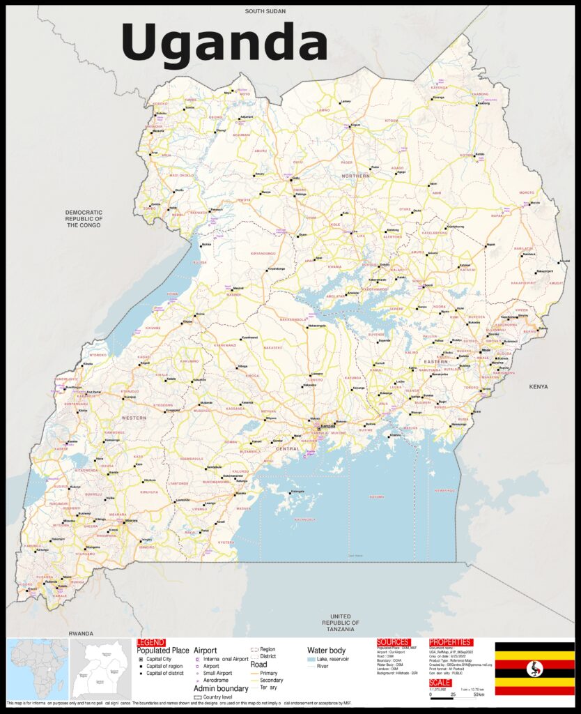 Carte de l'Ouganda.