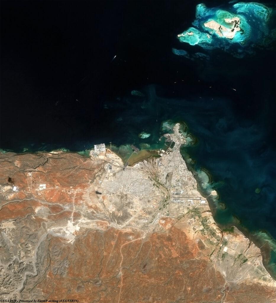 Image satellite de la ville de Djibouti en 2018.