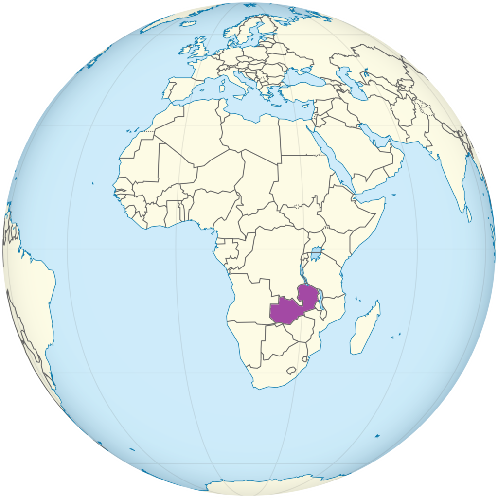 Carte de localisation de la Zambie.