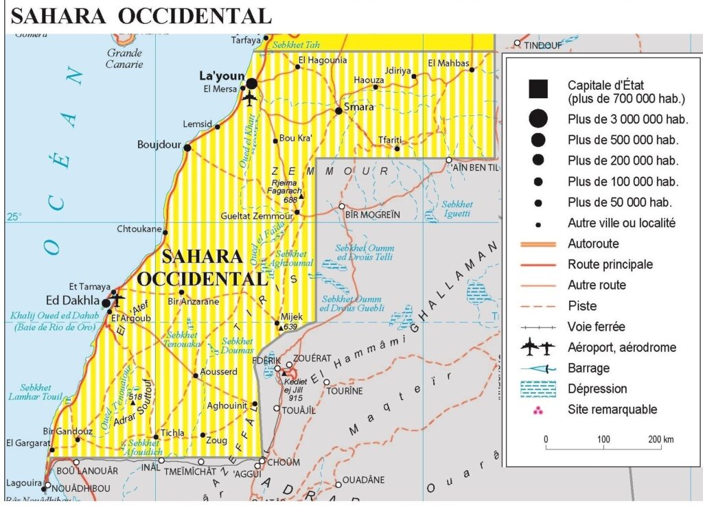 Carte du Sahara occidental.