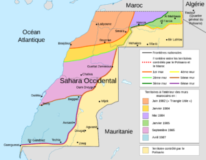 Carte du mur des Sables au Sahara occidental.
